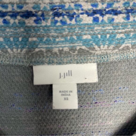 J.Jill Top XS Long Sleeve Thermal Waffle Knit Fair Isle Nordic Pocket Casual - Picture 6 of 6